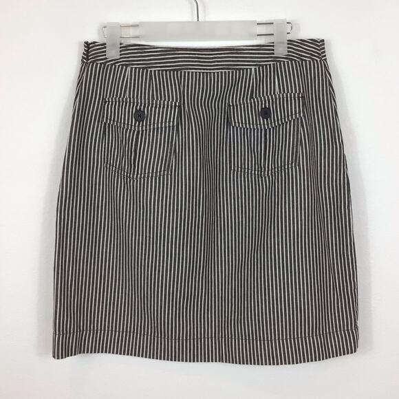LOFT Brown & White Stripe Denim Mini Straight Skirt size 6 - Picture 2 of 3